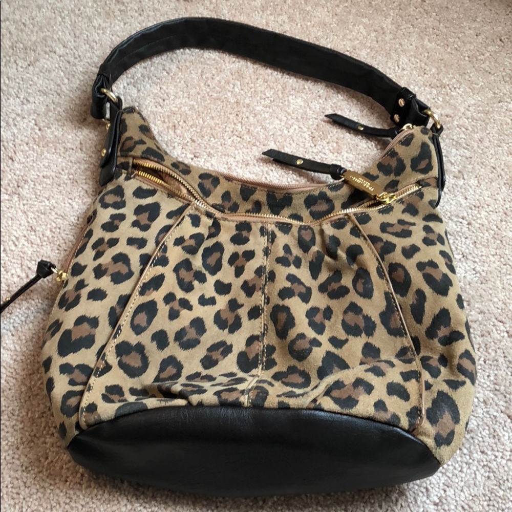 Tignanello suede leopard satchel